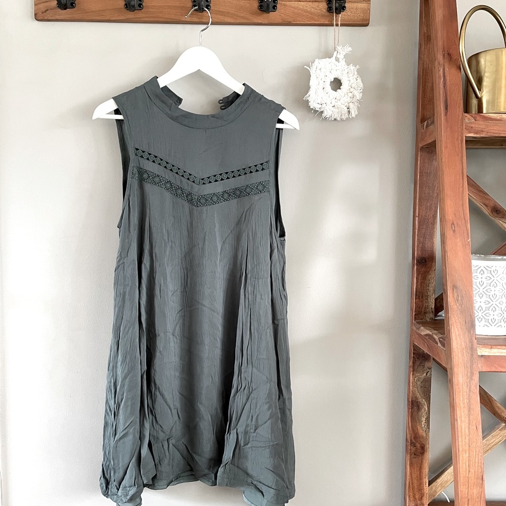 Green high neck dress
